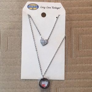 Fossil Friendship heart necklaces (2 pack)